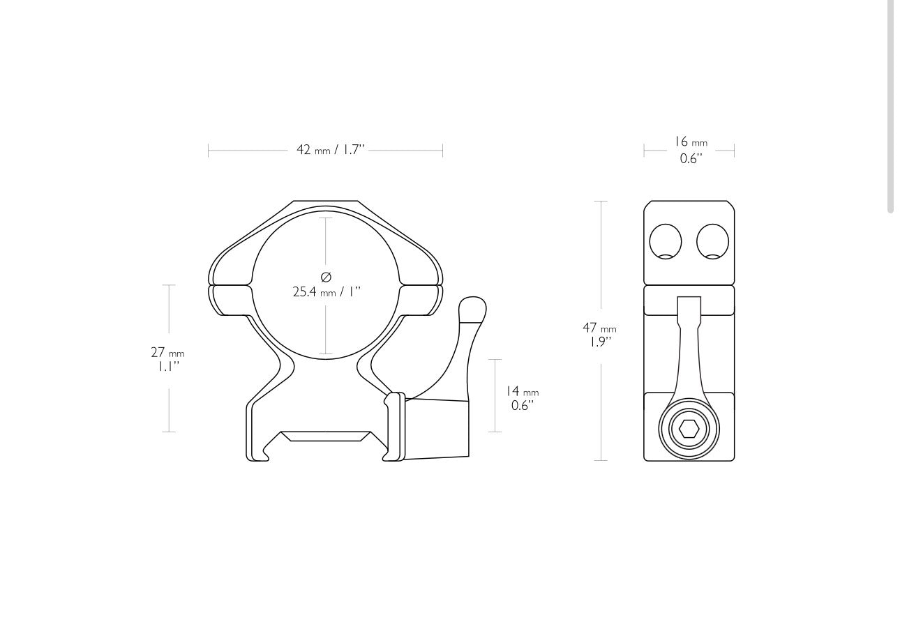 Hawke Precision Steel 1” 2 Piece Weaver Scope Rings - Lever