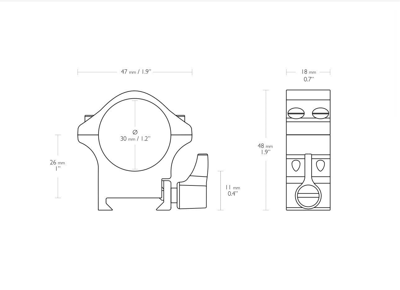 Hawke Professional Steel Ring Mounts 30mm 2 Piece Weaver High