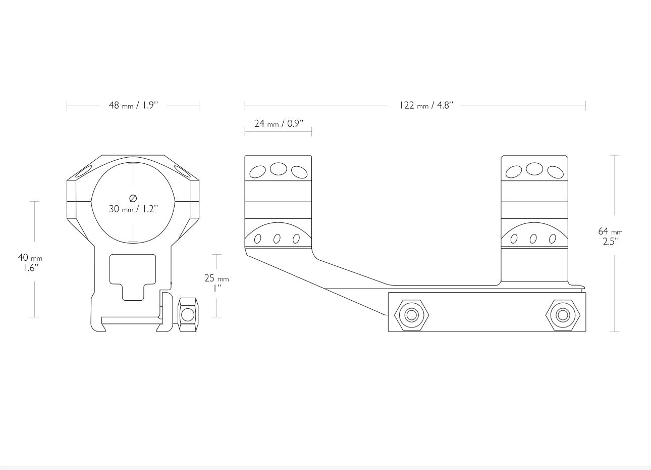 Hawke Tactical AR Cantilever Mount 30mm 1 Piece Weaver High