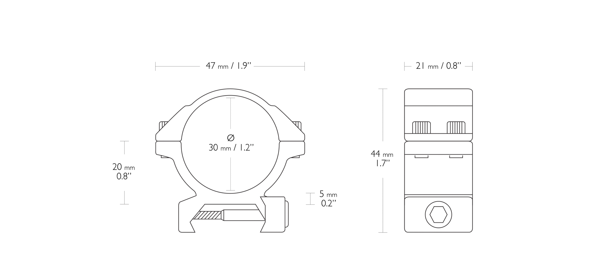 Hawke Match Mount - 30mm, Low image