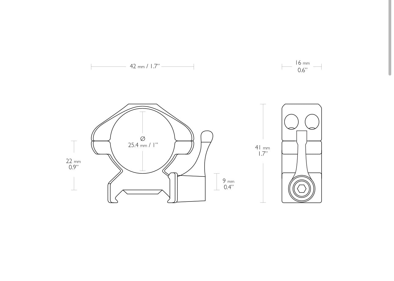 Hawke Precision Steel 1” 2 Piece Weaver Scope Rings - Lever