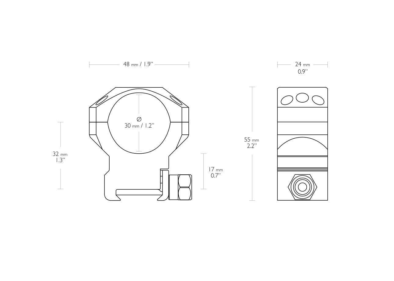 Hawke Tactical Ring Mounts 30mm 2 Piece Weaver