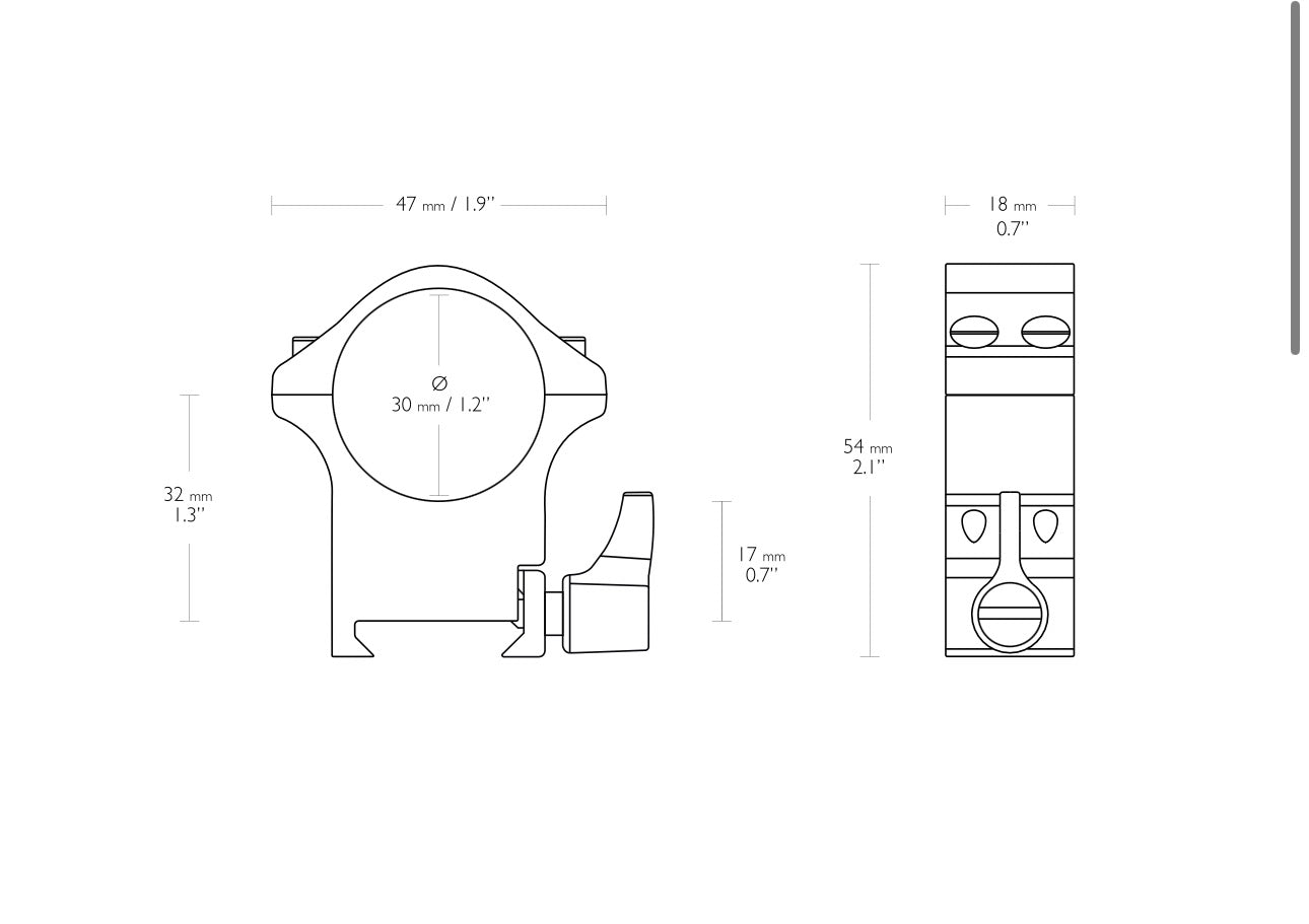 Hawke Professional Steel Ring Mounts 30mm 2 Piece Weaver High
