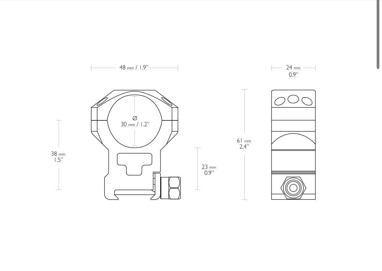 Hawke Tactical Ring Mounts 30mm 2 Piece Weaver